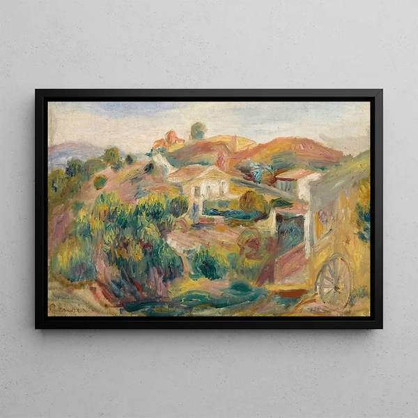 Landscape with Houses - Pierre-Auguste Renoir — framed artwork on a wall
