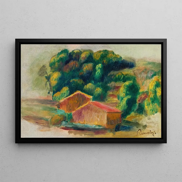 Landscape Houses - Pierre-Auguste Renoir — framed artwork on a wall