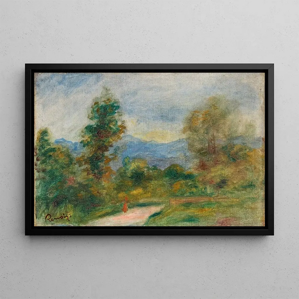 Landscape the road - Pierre-Auguste Renoir — framed artwork on a wall