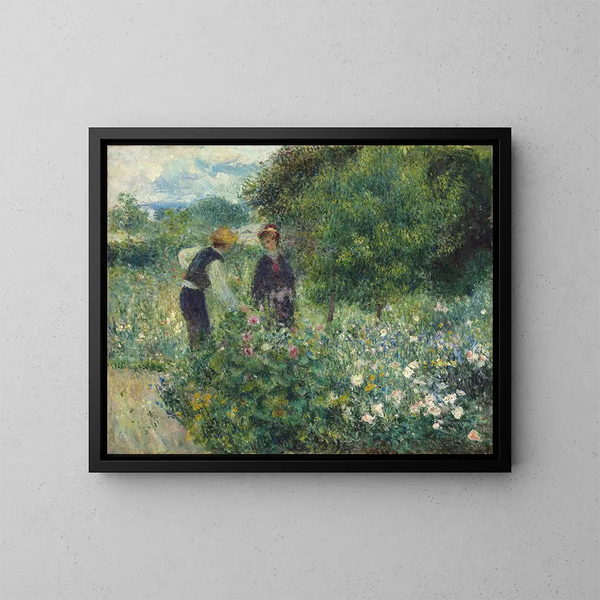 Picking Flowers - Pierre-Auguste Renoir — framed artwork on a wall