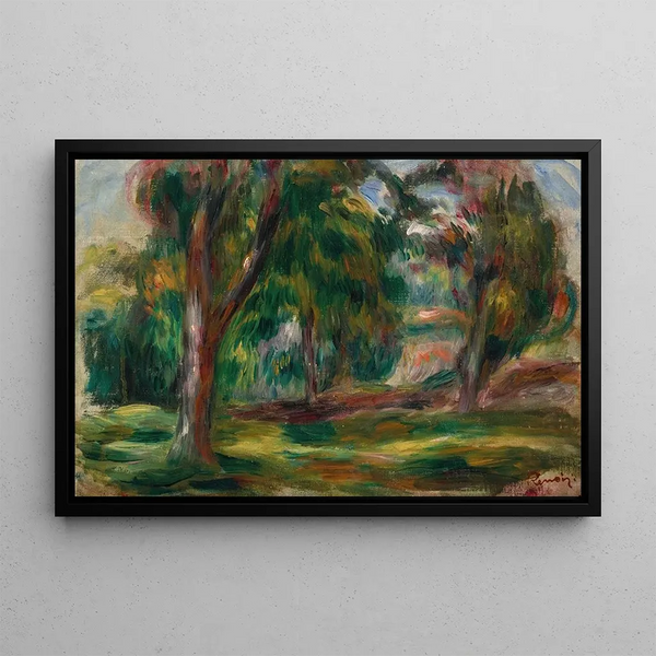 Prairie et arbres - Pierre-Auguste Renoir — framed artwork on a wall