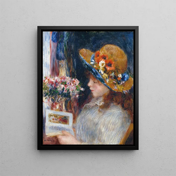Girl Reading - Pierre-Auguste Renoir — framed artwork on a wall