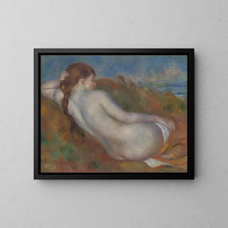 Nude reclining painting - Pierre-Auguste Renoir — framed artwork on a wall