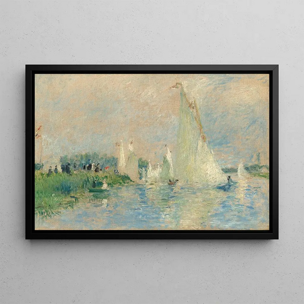 Racing Scene at Argenteuil - Pierre-Auguste Renoir — framed artwork on a wall