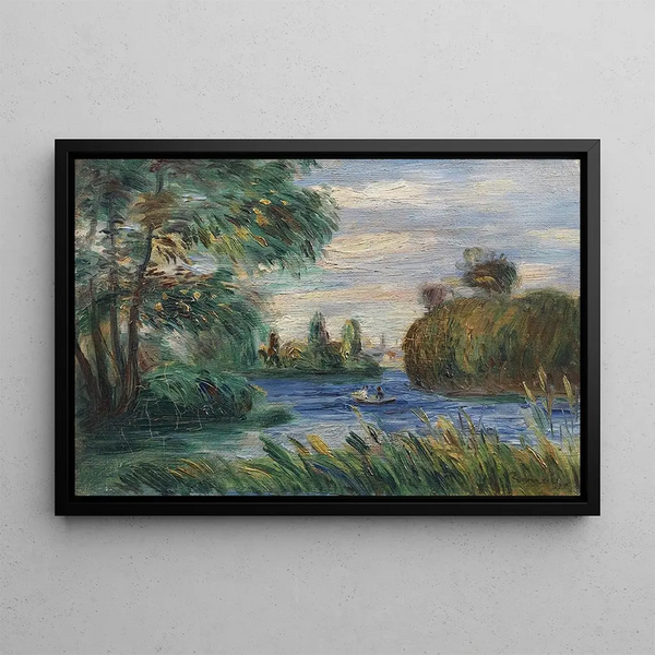 River landscape painting - Pierre-Auguste Renoir — framed artwork on a wall