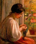 Couturière à la fenêtre - Pierre-Auguste Renoir — artwork view