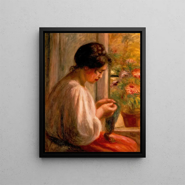 Couturière à la fenêtre - Pierre-Auguste Renoir — framed artwork on a wall