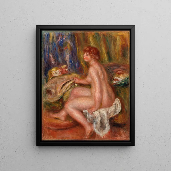 Seated Female Nude Profile View Femme nue assise vue de profil - Pierre-Auguste Renoir — framed artwork on a wall