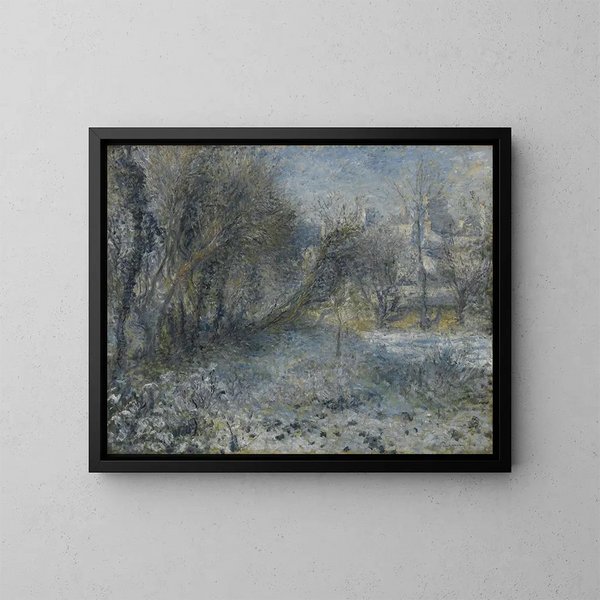 Snowy Landscape Painting - Pierre-Auguste Renoir — framed artwork on a wall