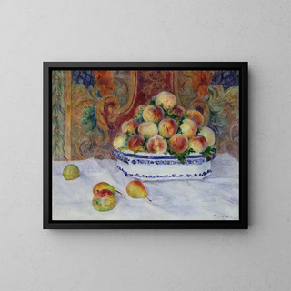 Still life with peaches - Pierre-Auguste Renoir — framed artwork on a wall