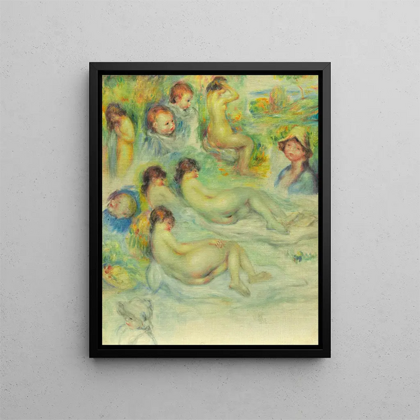 Études de Pierre Renoir sa mère Aline Charigot nus et paysage - Pierre-Auguste Renoir — framed artwork on a wall