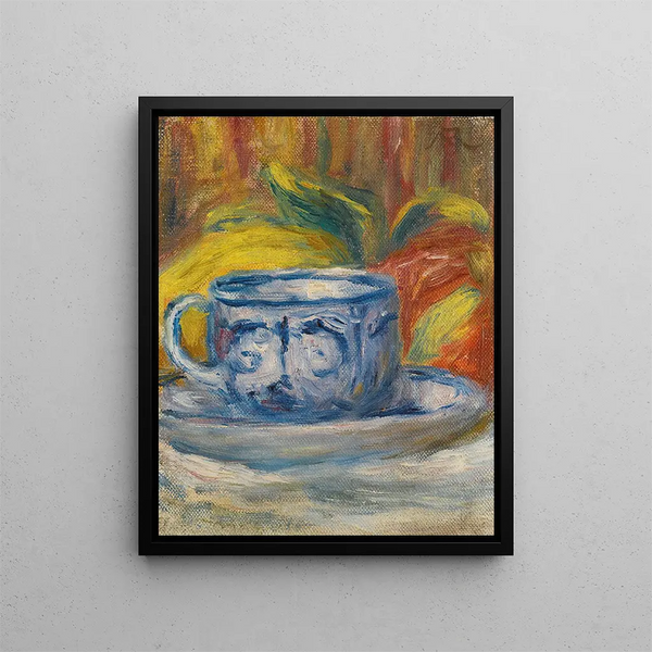 Cup and Fruits - Pierre-Auguste Renoir — framed artwork on a wall