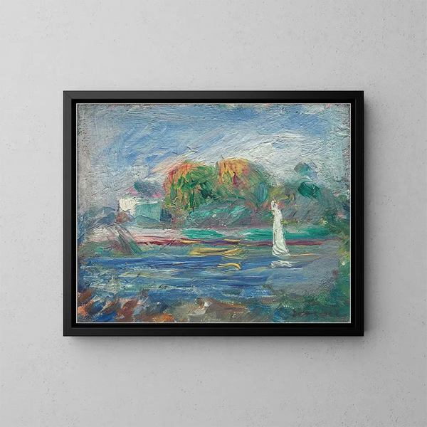 The Blue River - Pierre-Auguste Renoir — framed artwork on a wall