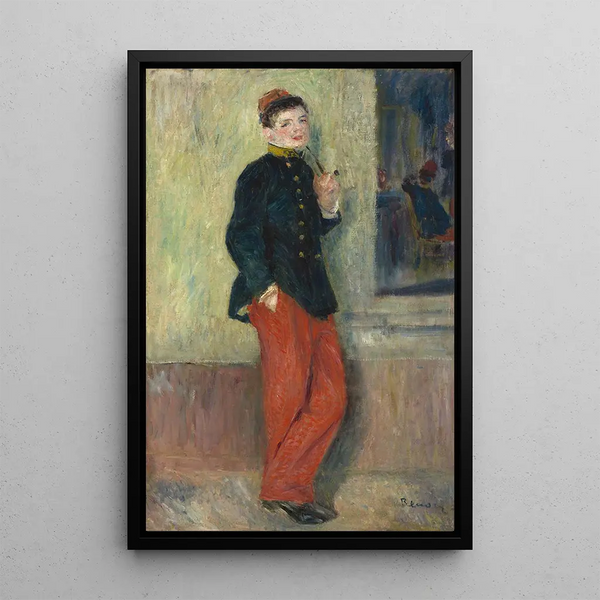 The Young Soldier - Pierre-Auguste Renoir — framed artwork on a wall
