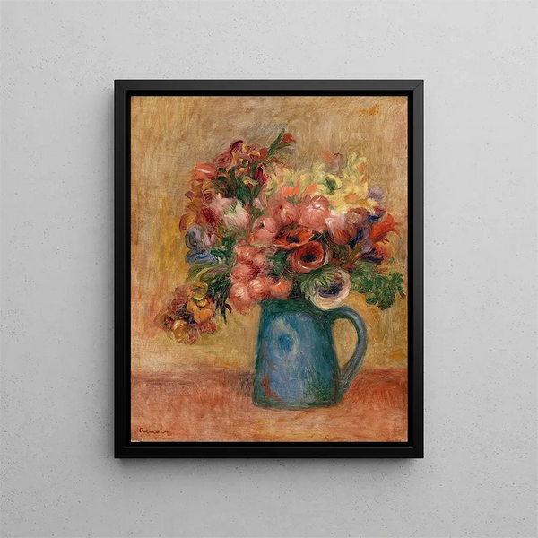 Vase of Flowers Vase de fleurs - Pierre-Auguste Renoir — framed artwork on a wall