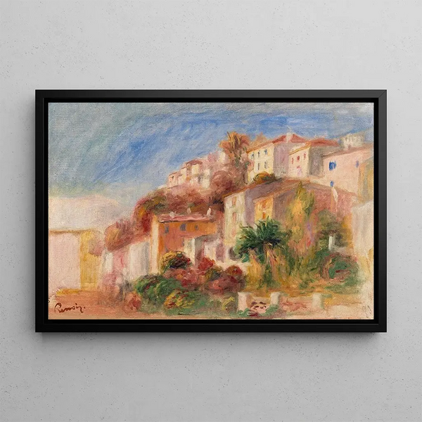View of the Post Office Garden, Village of Cagnes - Pierre-Auguste Renoir — framed artwork on a wall
