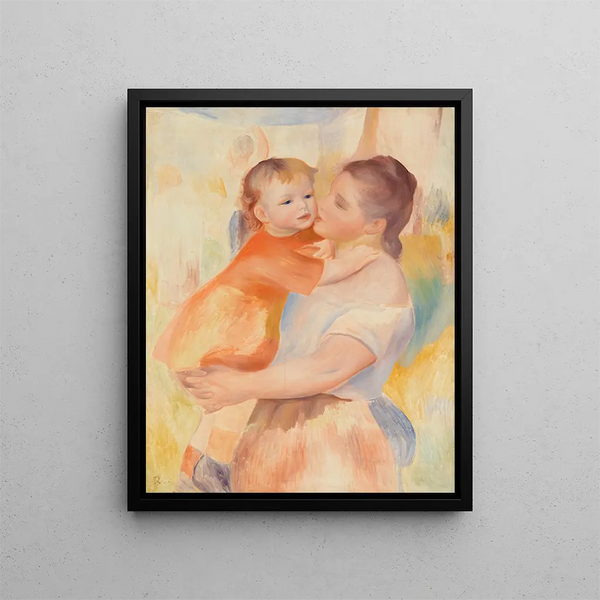 Washerwoman and Child La Blanchisseuse et son enfant - Pierre-Auguste Renoir — framed artwork on a wall