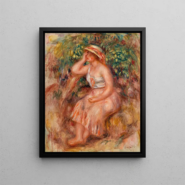 Woman Dreaming - Pierre-Auguste Renoir — framed artwork on a wall