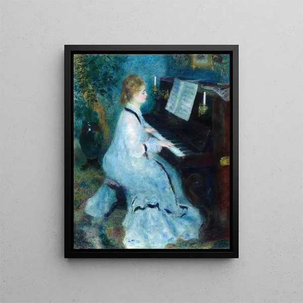 Woman at the piano - Pierre-Auguste Renoir — framed artwork on a wall