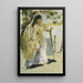 Woman near a fence - Pierre-Auguste Renoir — framed artwork on a wall
