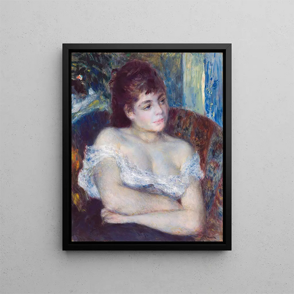Woman in an armchair - Pierre-Auguste Renoir — framed artwork on a wall