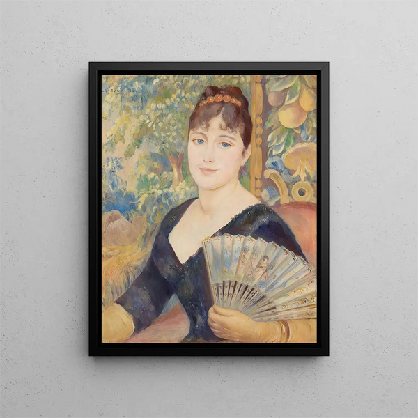 Woman with Fan - Pierre - Auguste Renoir — framed artwork on a wall