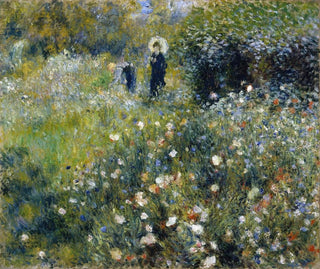 Woman with Umbrella in a Garden - Pierre-Auguste Renoir — artwork view