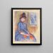 Young Girl in Blue Dress - Pierre-Auguste Renoir — framed artwork on a wall