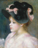Young Girl with Pink and Black Hat - Pierre-Auguste Renoir — artwork view