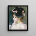 Young Girl with Pink and Black Hat - Pierre-Auguste Renoir — framed artwork on a wall