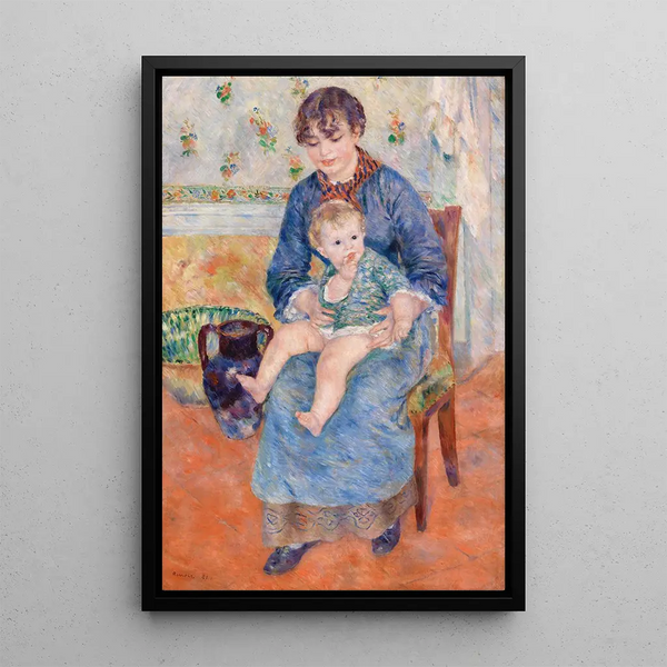 Young Mother - Pierre-Auguste Renoir — framed artwork on a wall
