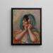 Young woman adjusting her earring - Pierre-Auguste Renoir — framed artwork on a wall