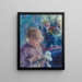Young woman sewing - Pierre-Auguste Renoir — framed artwork on a wall