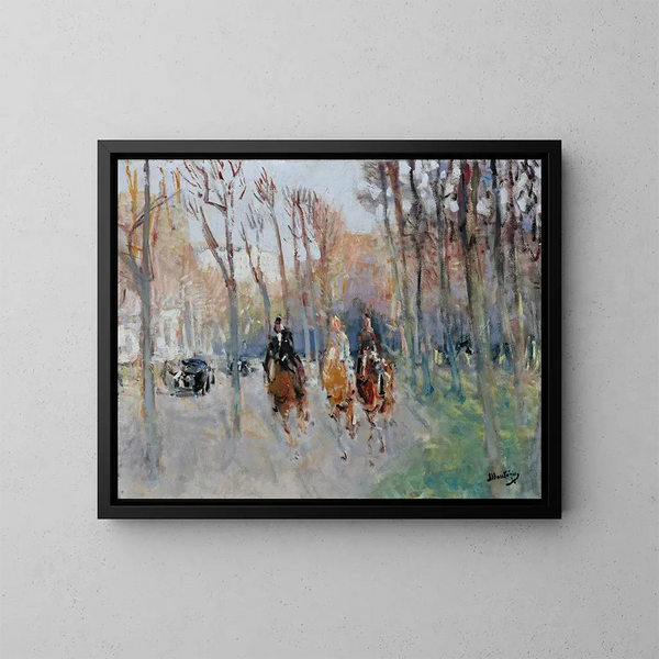 Cavaliers at the Bois de Boulogne - Pierre-Eugène Montzin — framed artwork on a wall
