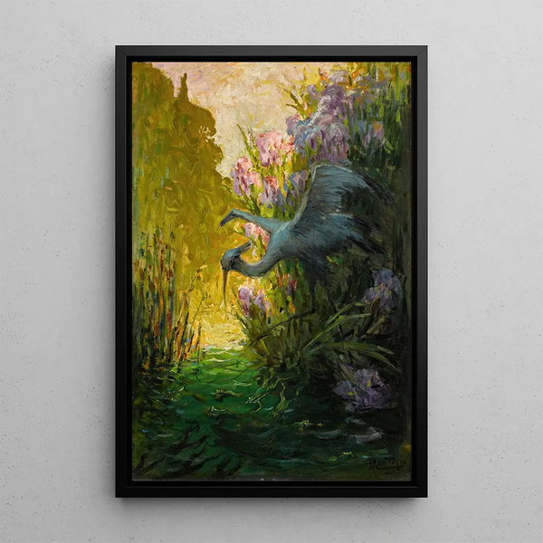 Heron Painting - Pierre-Eugène Montzin — framed artwork on a wall