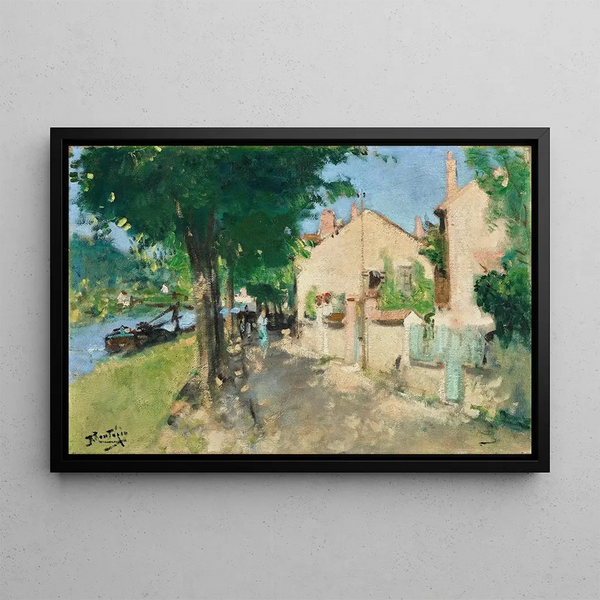 The Quai de la Croix Blanche, Saint-Mammès - Pierre-Eugène Montzin — framed artwork on a wall