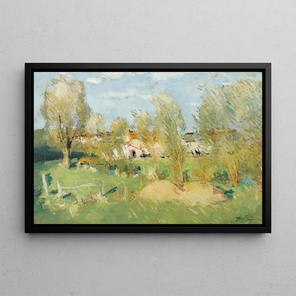 L'Entrée du village - Pierre-Eugène Montzin — framed artwork on a wall