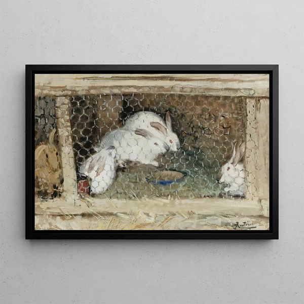 The Rabbits - Pierre-Eugène Montzin — framed artwork on a wall