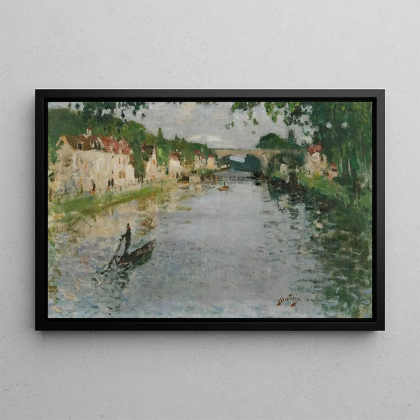 Boat Scene - Pierre-Eugène Montzin — framed artwork on a wall
