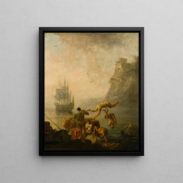 Men bathing - Pierre-Jacques Volaire — framed artwork on a wall