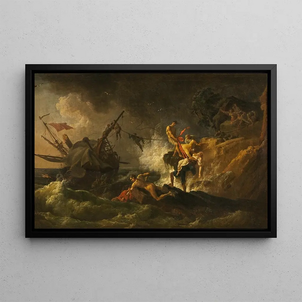 Shipwreck - Pierre-Jacques Volaire — framed artwork on a wall