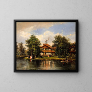 The Chalet de la Porte Jaune in Bois de Vincennes - Pierre-Justin Ouvrié — framed artwork on a wall