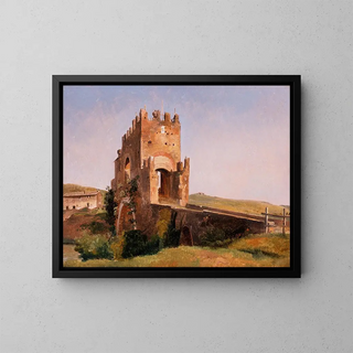 Vue du Ponte Nomentano dans la campagne romaine - Pierre-Nicolas Brisset — framed artwork on a wall