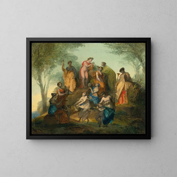 Apollon and the Nine Muses on Mount Parnassus - Pierre-Paul Prud'hon — framed artwork on a wall