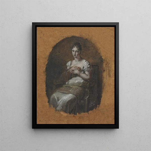 Young woman sitting - Pierre-Paul Prud'hon — framed artwork on a wall