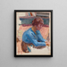 a contemplative woman in a blue bodice - Pierre Bonnard — framed artwork on a wall