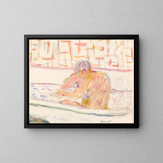 Woman in a Bathtub - Pierre Bonnard — framed artwork on a wall
