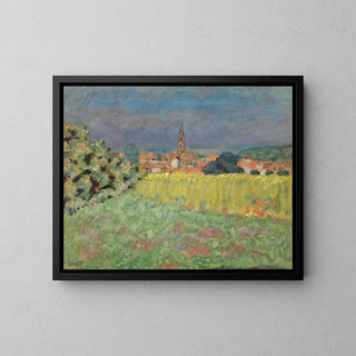The Wheat Field in Front of the Church - Pierre Bonnard — framed artwork on a wall