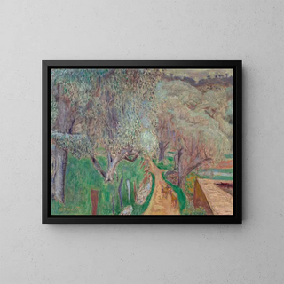 Landscape clear or Olive trees in Cagnes - Pierre Bonnard — framed artwork on a wall
