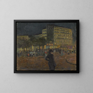 Place Pigalle at Night - Pierre Bonnard — framed artwork on a wall